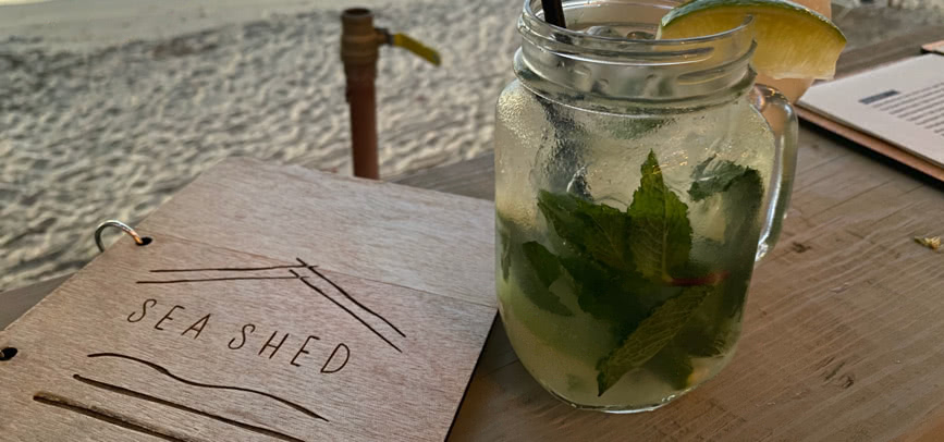 Sea Shed menu and mojito