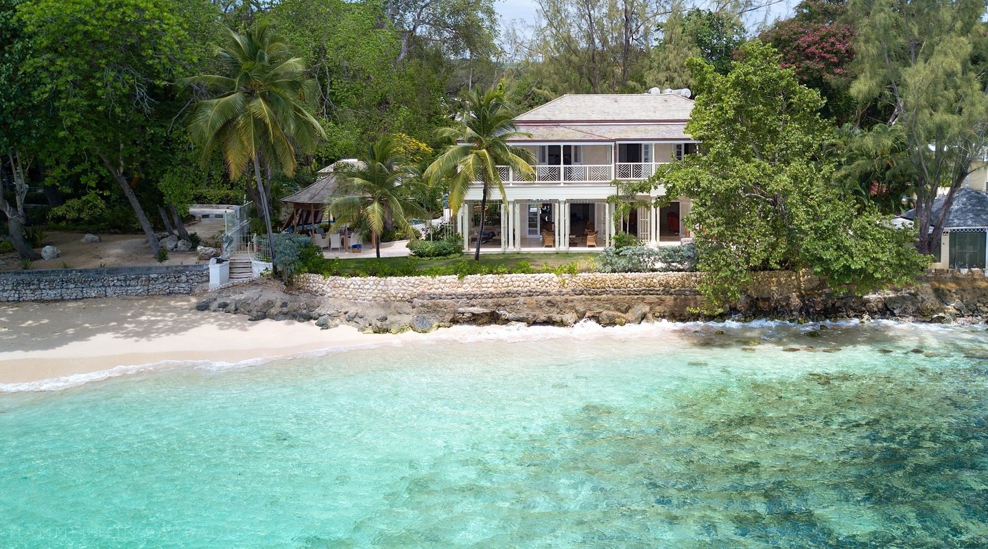 Hemingway House and beach viewed from the Caribbean sea