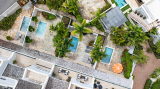 Aerial view of the communal pools across the Mullins development at Mullins Bay 10 Pandora, Barbados