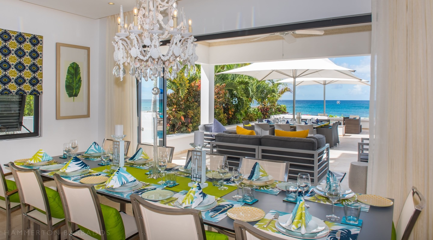 Nirvana villa dining table with sea view