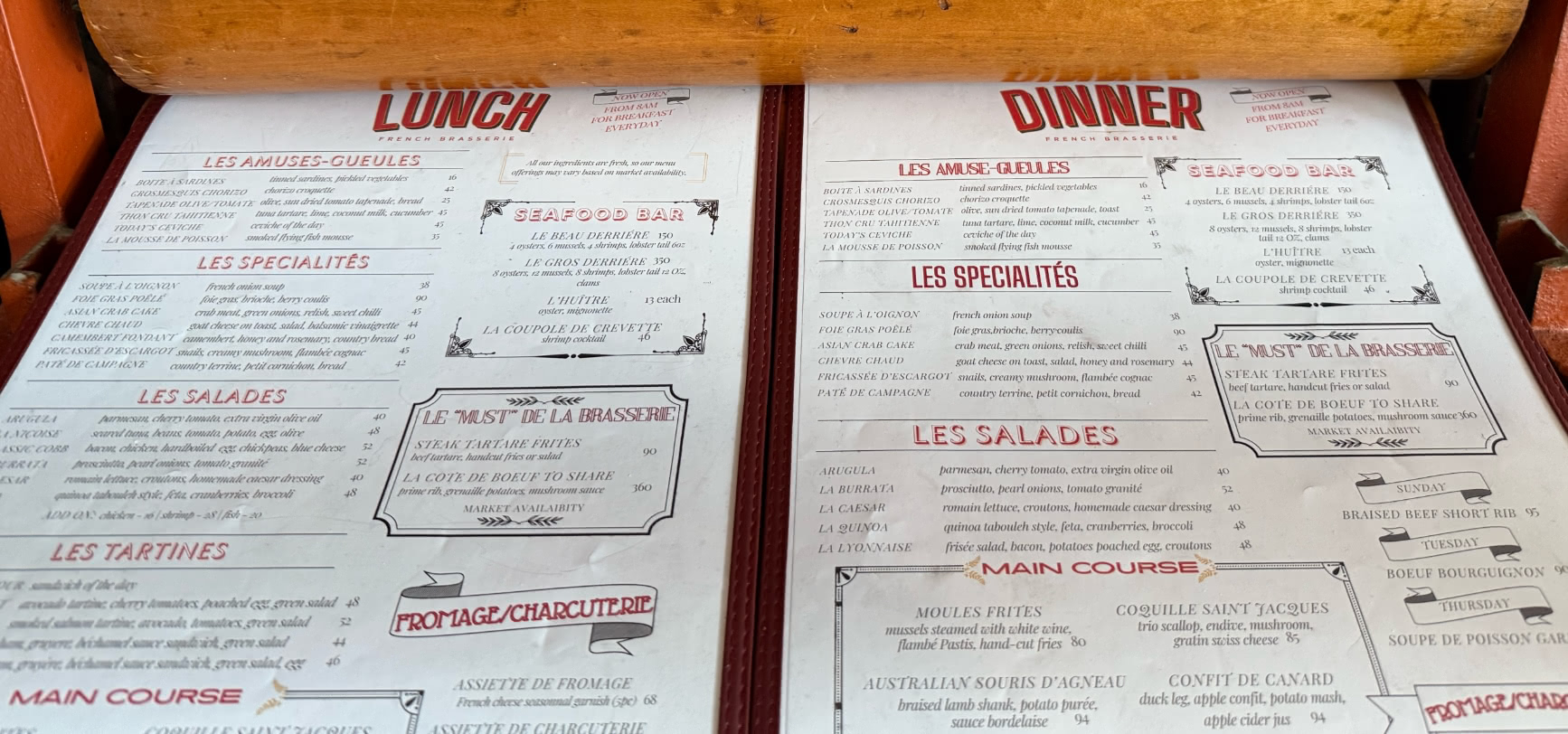 Derrière French Brasserie Menu