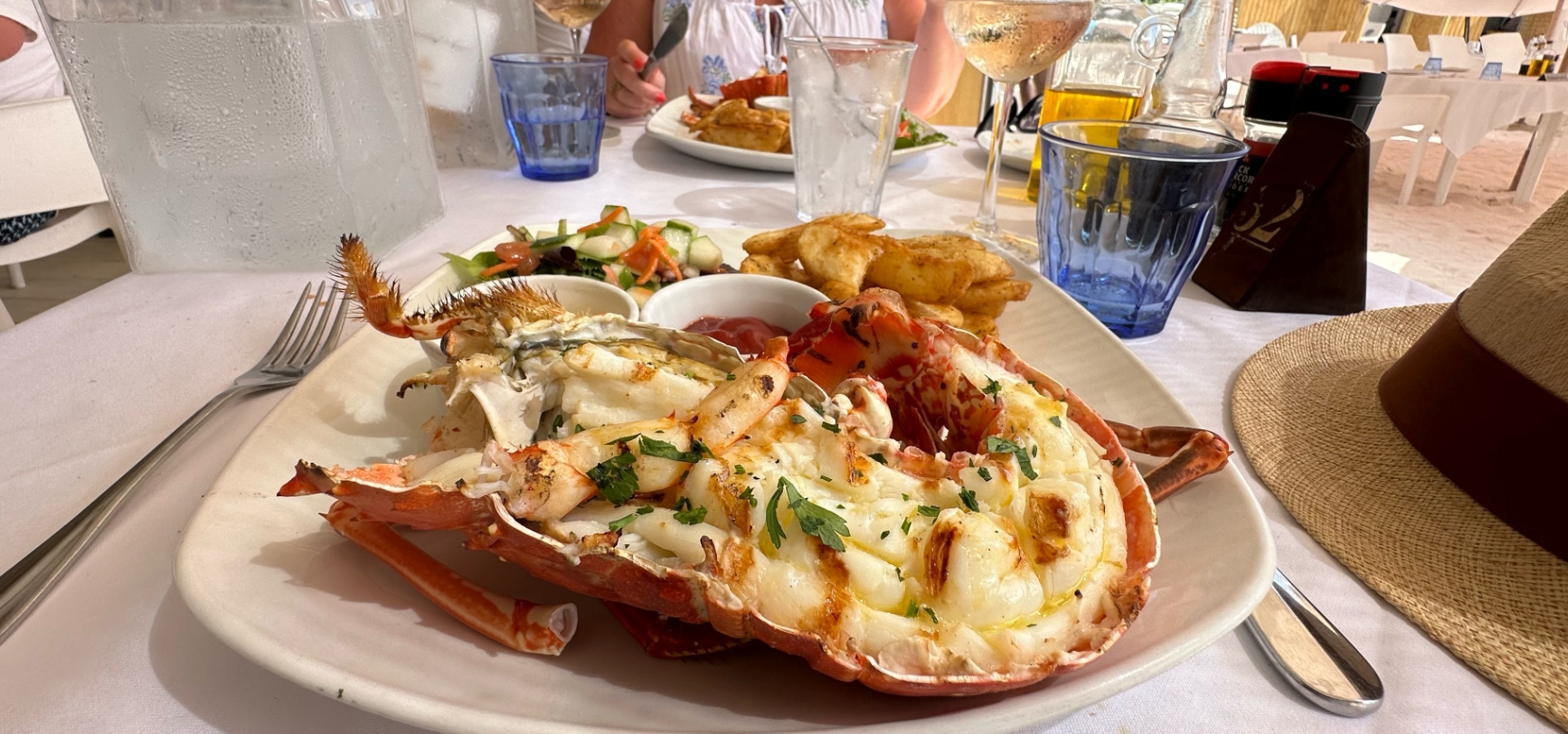 A delicious plated lobster lunch at Lobster Alive