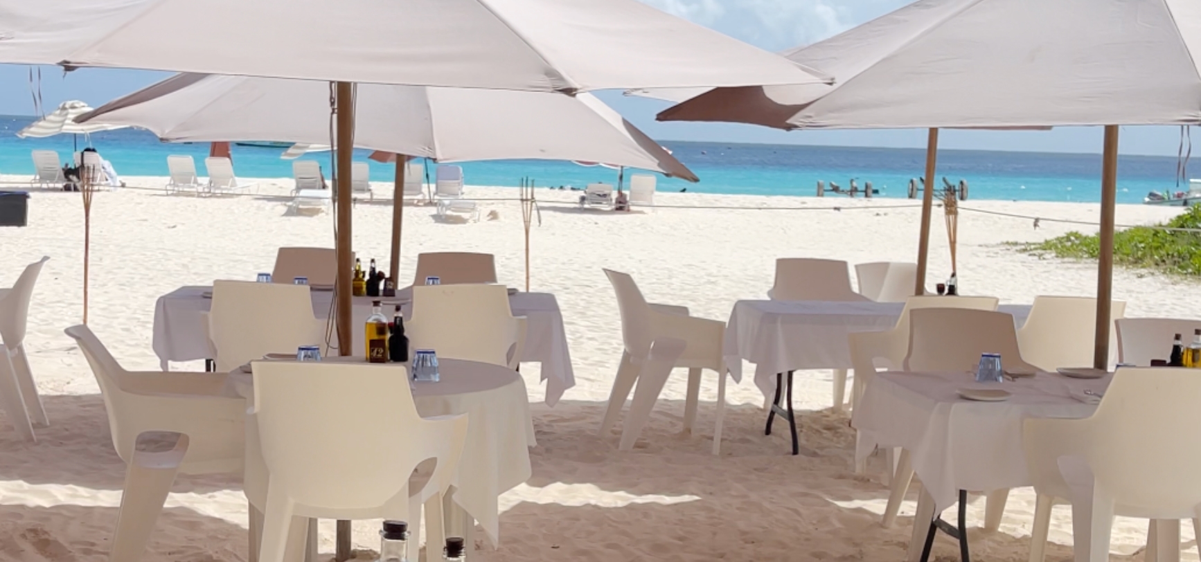 Tables on the beach