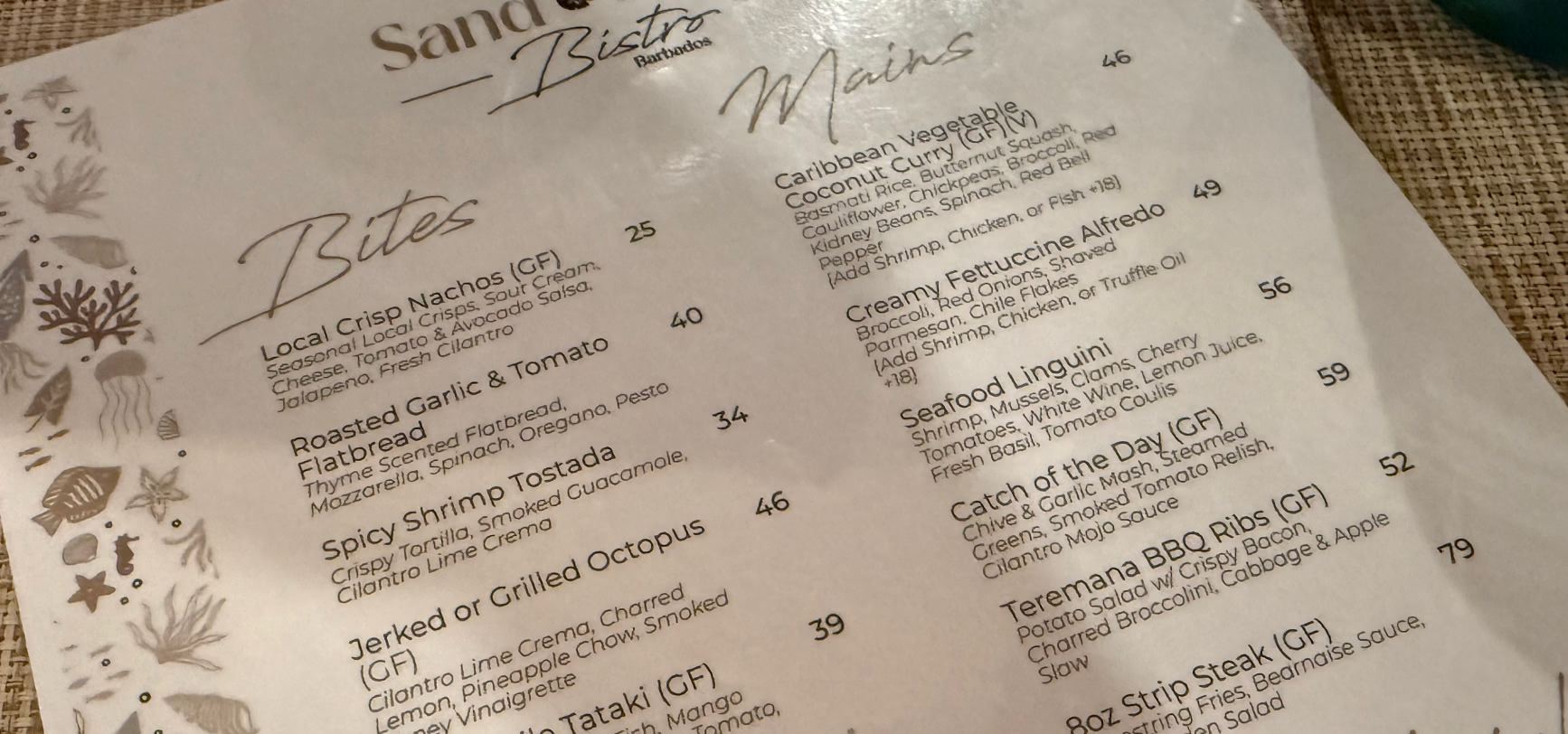The Sandstreet Bistro September 2025 Dinner Menu